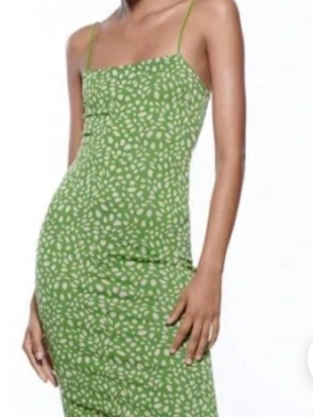 Zara Green Spotted Midi Dress